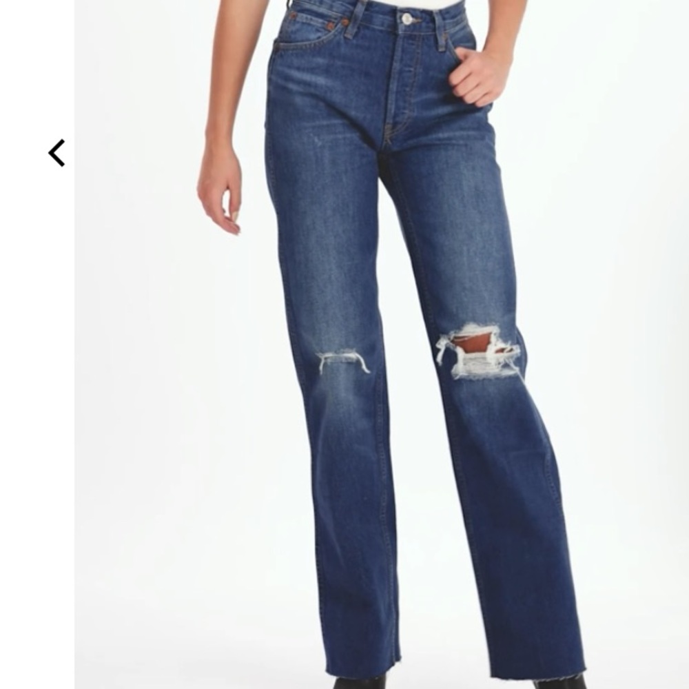 Re/done 90’s Distressed High Rise Destroyed Jeans In‎ Broken Blue NWT Size 31